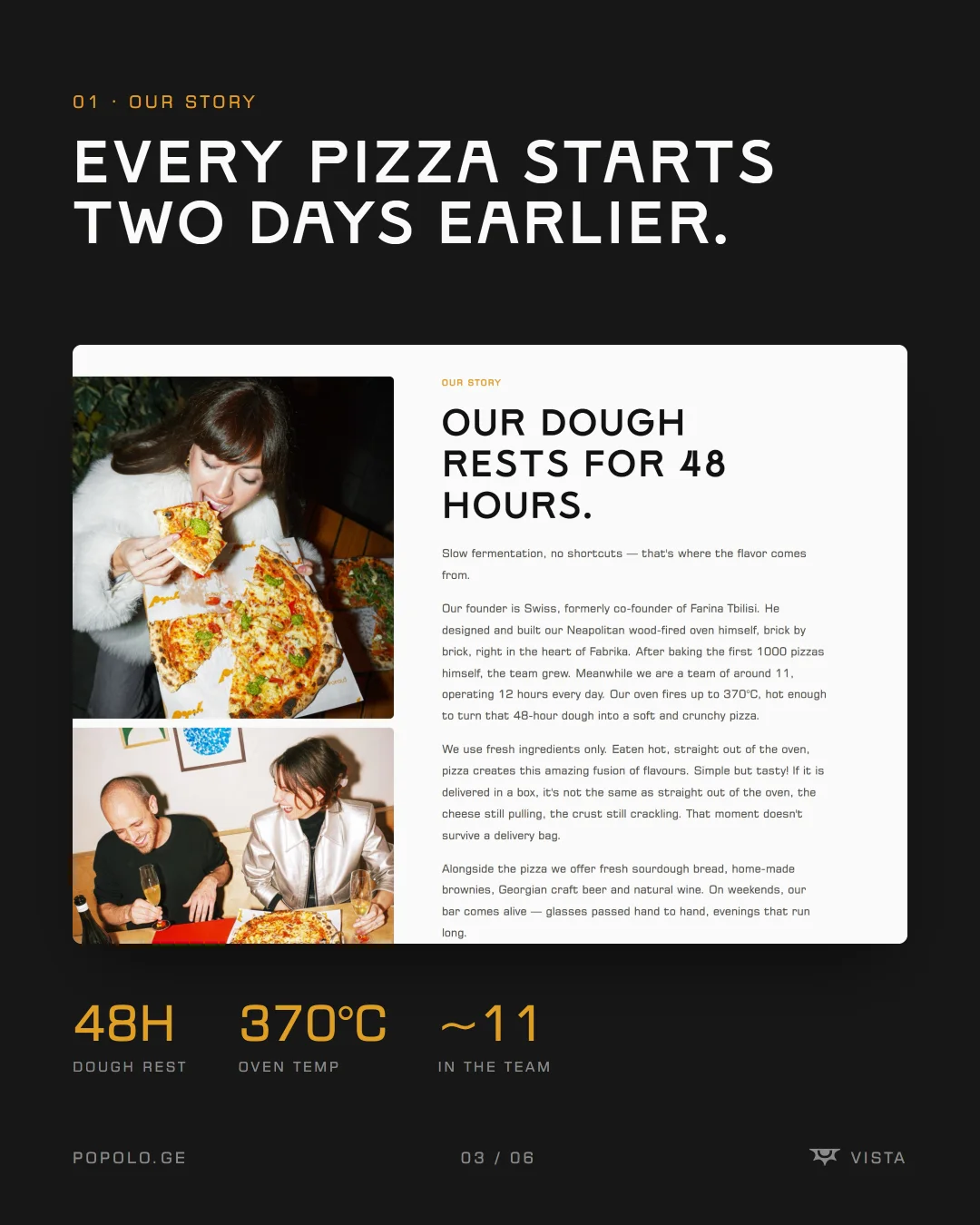 Popolo story section: our dough rests for 48 hours