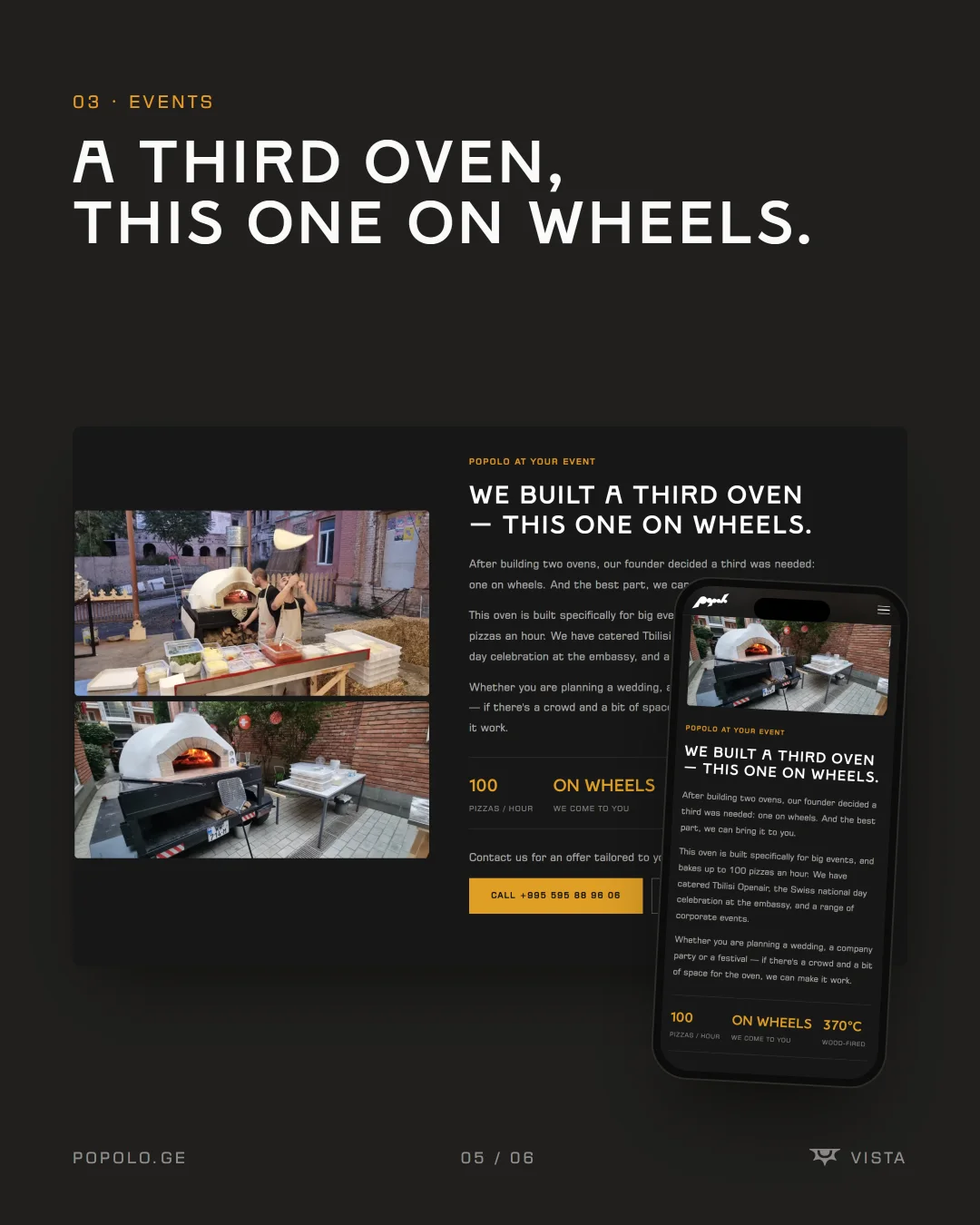 Popolo events section: a third oven on wheels